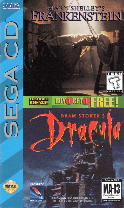 Mary Shelley's Frankenstein & Bram Stoker's Dracula box art for Sega CD